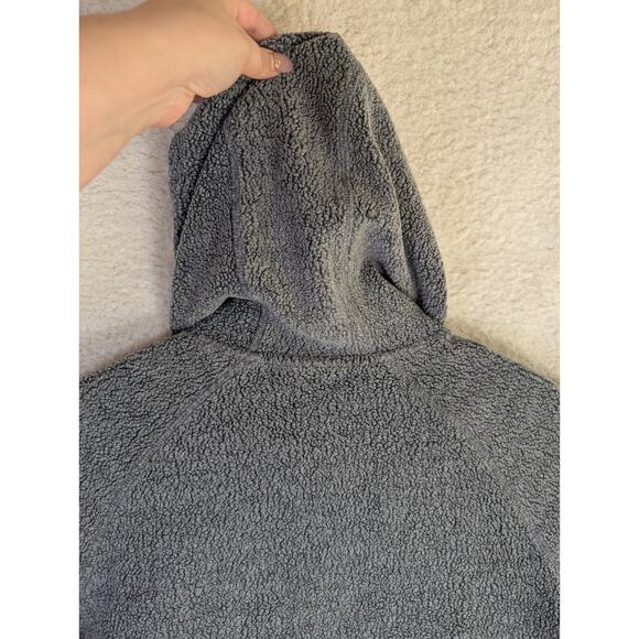 LL Bean Hoodie Sweatshirt Mens Small Gray Tumbled Sherpa Pile Pullover - Picture 14 of 16